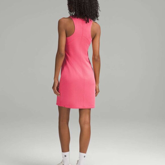 lululemon Ribbed Softstreme Slim-Fit Tank Dress Glaze pink Sz 12 - Picture 2 of 5